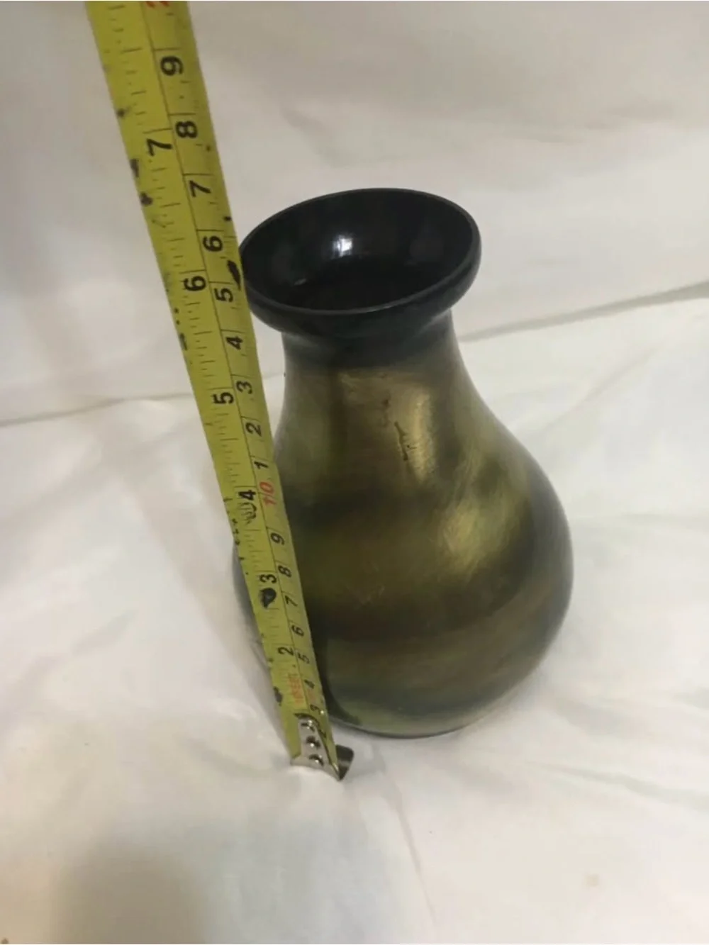 Weighted Bronze Metal Urn Vase with Magnetic Iron Base | Vintage Home Decor